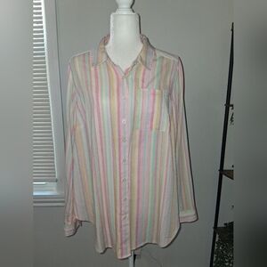 Torrid Colorful Striped Button Down Shirt Size 1 14/16